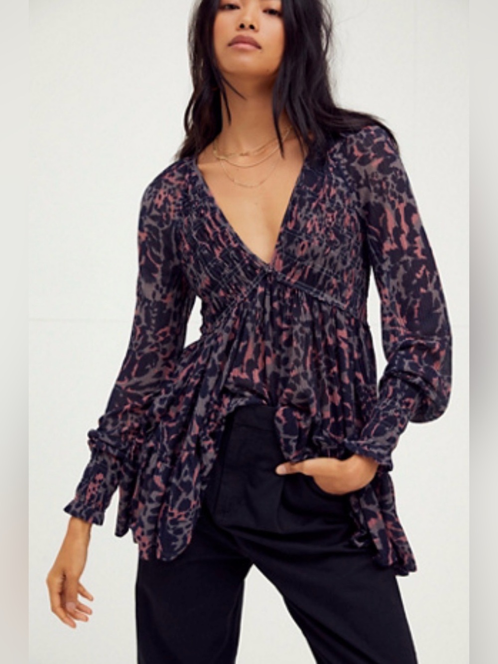 Free People Dark Romance Tunic Top
